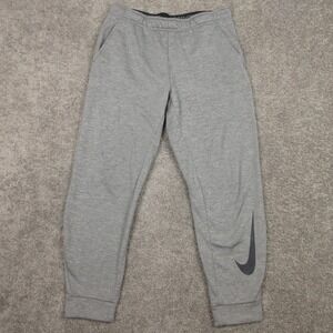 Nike Sweatpants Mens XL Gray Drifit Fleece Joggers Swoosh Sport Athletic Workout
